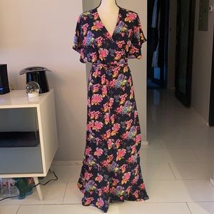 Bobeau floral wrap dress